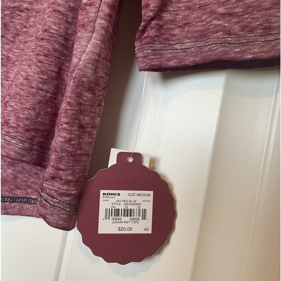 •Kohl’s• New SO Heather Blue/Red Half Sleeve Knit Top (Size Medium) - Picture 4 of 4